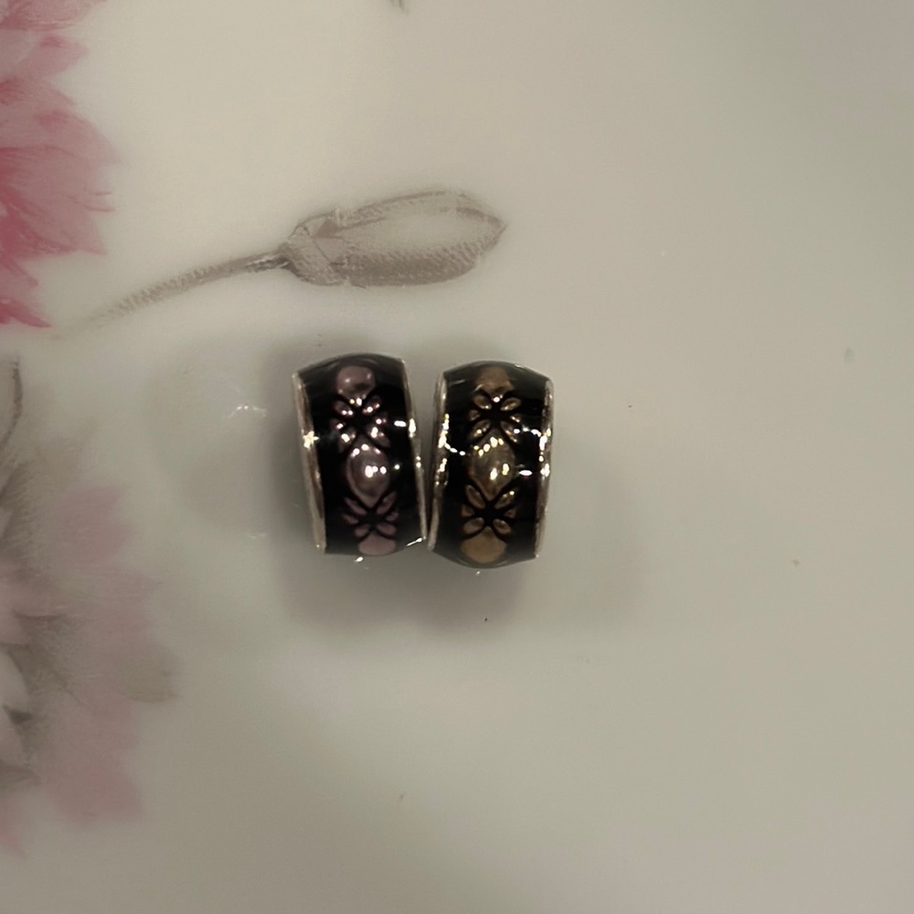 1 Authentic Retired Pandora Sterling Silver & Enamel Golden Dew Spacer Charm